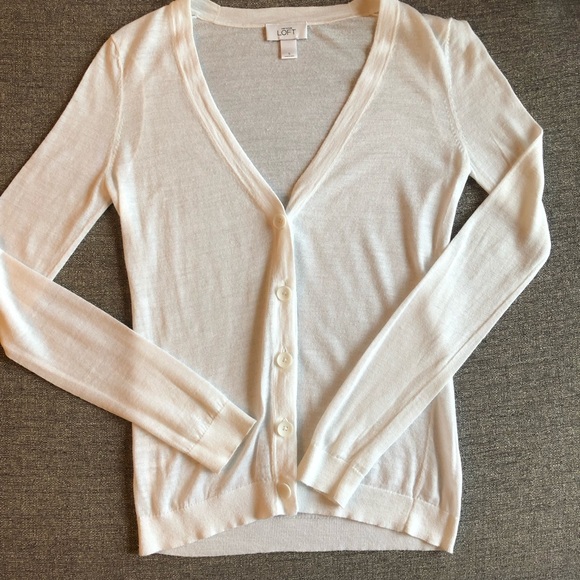 LOFT Sweaters - LOFT Sheer White Cardigan